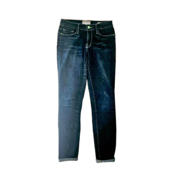 FRAME Le Skinny de Jeanne Jeans 27 | Mid Rise Soft Dark Indigo Eco-Friendly - Picture 5 of 9
